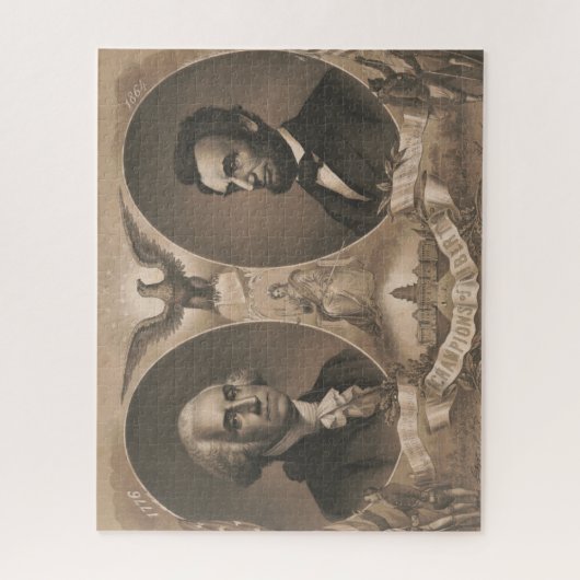 George Washington Abraham Lincoln Eagle Patriotic Puzzle (Vertikal)