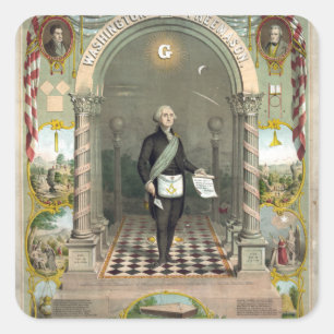 George Washington als Freimaurer Quadratischer Aufkleber