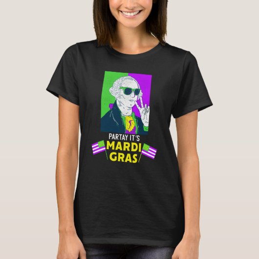 George Washington Beads Mardi Gras New Orleans 202 T-Shirt (Vorderseite)