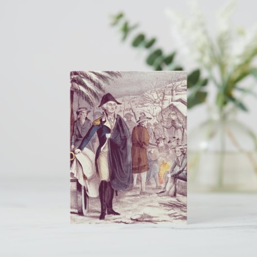George Washington bei Valley Forge Postkarte (Stehend Vorderseite)
