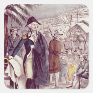 George Washington bei Valley Forge Quadratischer Aufkleber