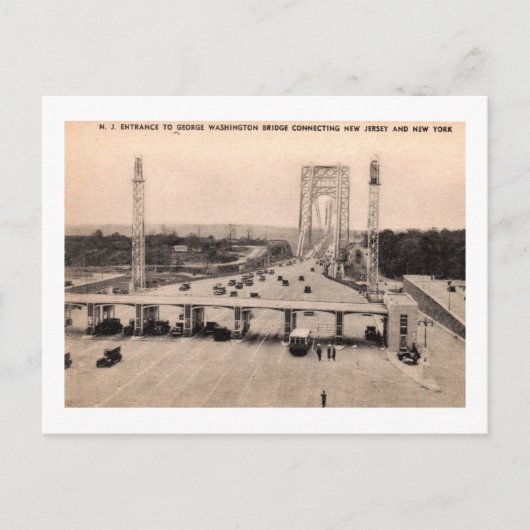 George Washington Bridge, Eingang, NJ Vintag Postkarte (Vorderseite)
