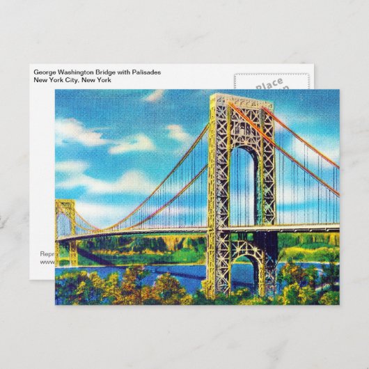 George Washington Bridge, New York City Postkarte (Vorne/Hinten)