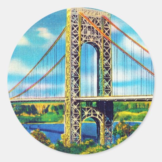 George Washington Bridge, New York City Runder Aufkleber (Vorderseite)