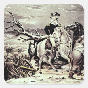 George Washington, der das Delaware kreuzt Quadratischer Aufkleber