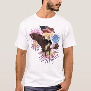 George Washington, der einen Adler mit einer Flagg T-Shirt