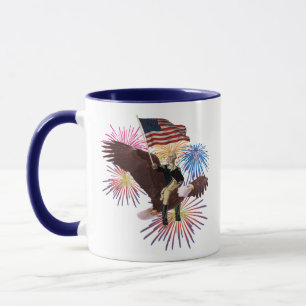 George Washington, der einen Adler mit einer Flagg Tasse