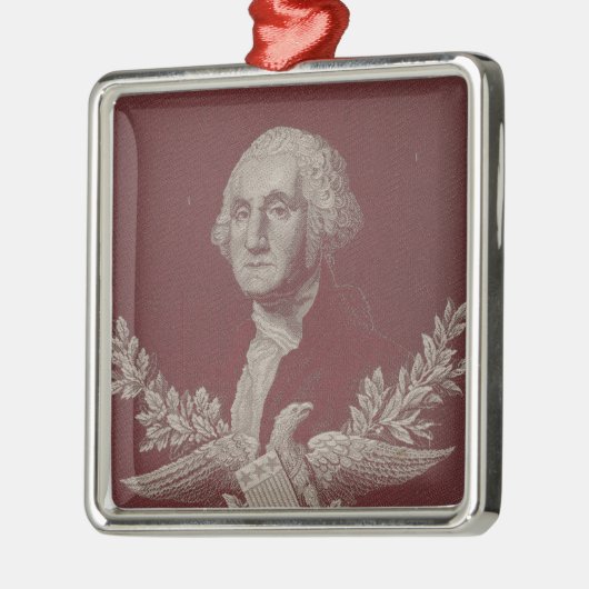 George Washington Eagle Stars Stripes USA Portrait Silbernes Ornament (Links)