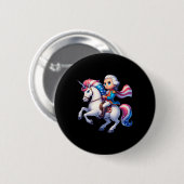 George Washington fährt mit einem Unicorn 4. Juli  Button (Vorne & Hinten)
