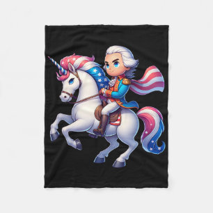 George Washington fährt mit einem Unicorn 4. Juli Fleecedecke
