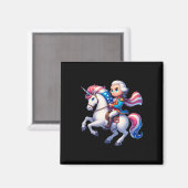George Washington fährt mit einem Unicorn 4. Juli Magnet (Vorderseite/Rückseite)