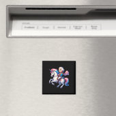 George Washington fährt mit einem Unicorn 4. Juli Magnet (In Situ (Geschirrspüler))
