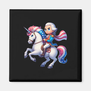 George Washington fährt mit einem Unicorn 4. Juli Magnet