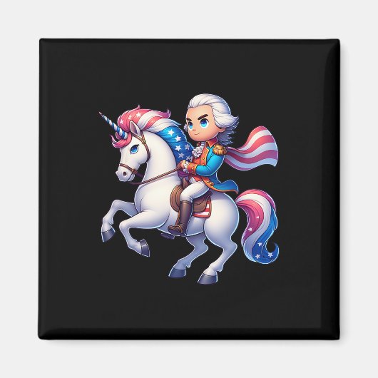 George Washington fährt mit einem Unicorn 4. Juli Magnet (Vorne)
