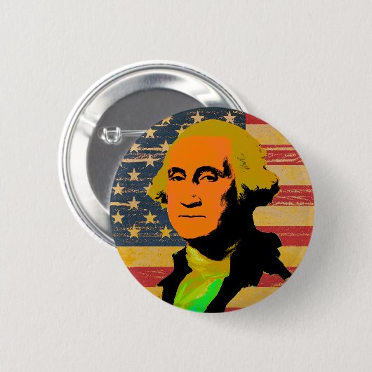 George Washington-Flagge-Pop-Art-Knopf Button (Vorne & Hinten)
