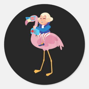 George Washington Flamingo 4. Juli American Fl Runder Aufkleber