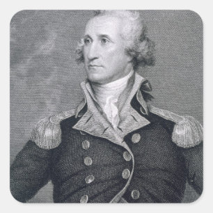 George Washington, graviert von Asher Brown Durand Quadratischer Aufkleber