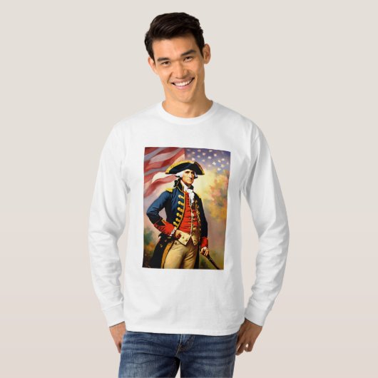 George Washington im Kriegsgefecht T-Shirt (Vorne ganz)