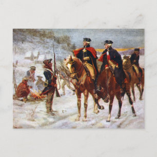 George Washington Lafayette Valley Forge Army Postkarte