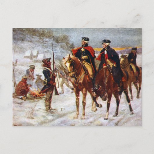 George Washington Lafayette Valley Forge Army Postkarte (Vorderseite)