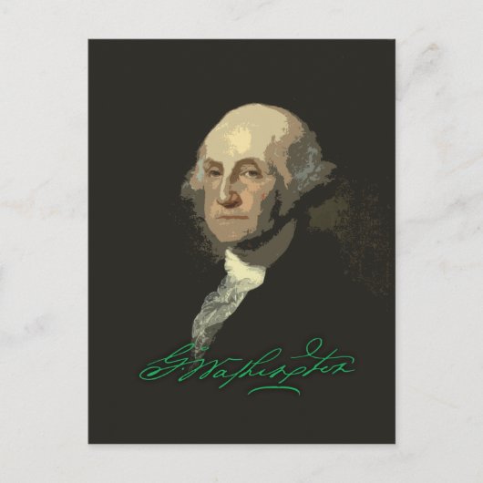 George Washington mit Autograph Postkarte (Vorderseite)