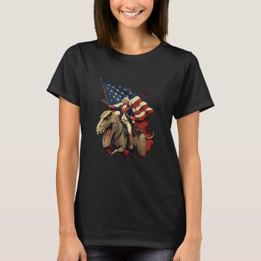 George Washington on a Dinosaur on July 4th Indepe T-Shirt (Vorderseite)