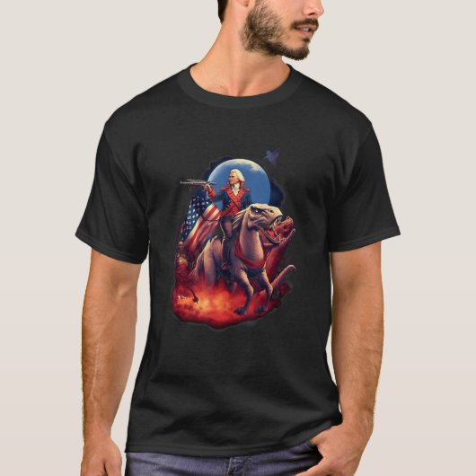 George Washington on a Dinosaur on July 4th Indepe T-Shirt (Vorderseite)