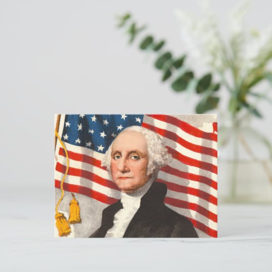 George Washington Patriotic U.S Flag 4. Juli. Postkarte (Stehend Vorderseite)