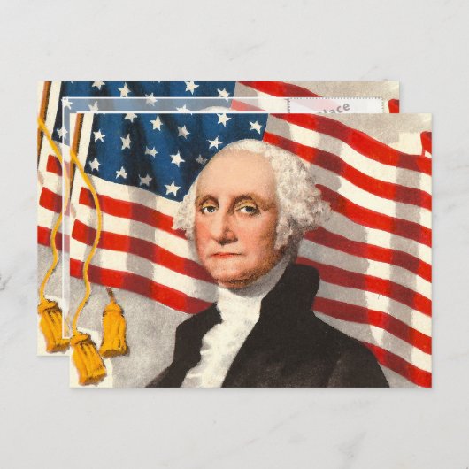 George Washington Patriotic U.S Flag 4. Juli. Postkarte (Vorne/Hinten)