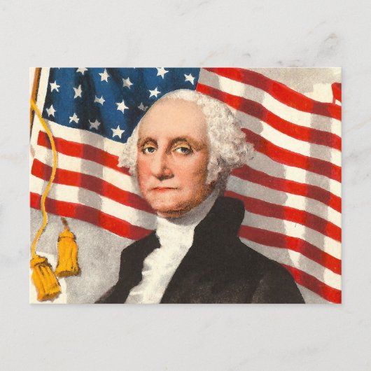 George Washington Patriotic U.S Flag 4. Juli. Postkarte (Vorderseite)