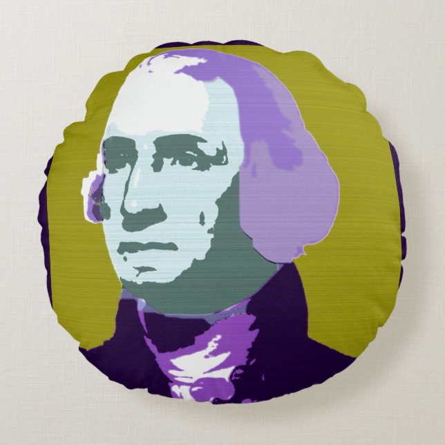 George Washington Pop Art. Nr. 1 Rundes Kissen (Vorderseite)