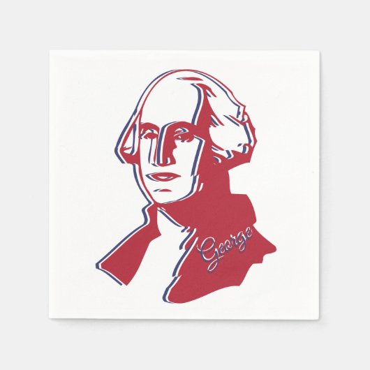 George Washington Portrait Add Text USA Flag Color Serviette (Vorderseite)