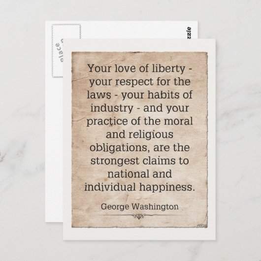 George Washington Postkarte (Vorne/Hinten)
