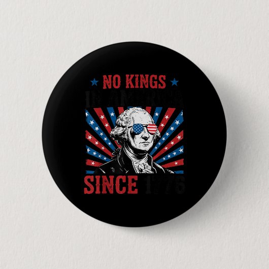George Washington Protest Sign Democracy No Kings Button (Vorderseite)