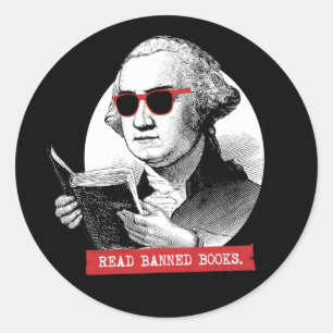George Washington Reads Banned Books Runder Aufkleber