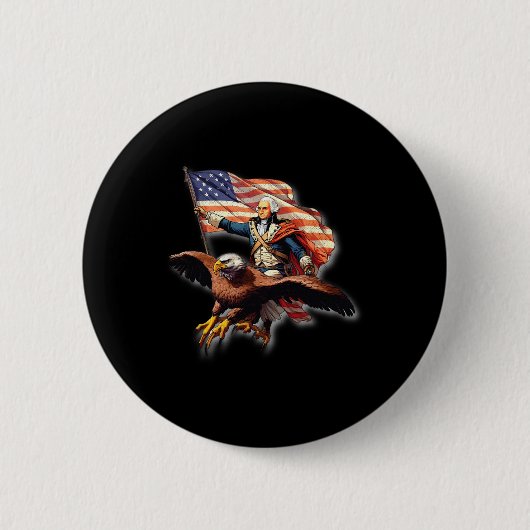 George Washington Riding A Bald Eagle Patriotic Wo Button (Vorderseite)