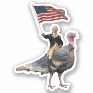 George Washington Riding A Turkey Erntedank Aufkleber