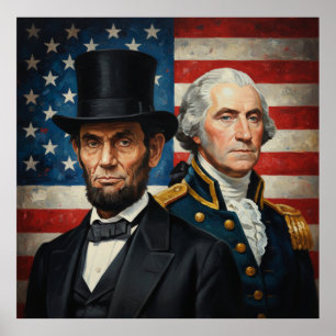 George Washington und Abraham Lincoln Patriotisch Poster