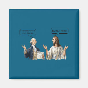 George Washington und Jesus Christus Diskussions-M Magnet