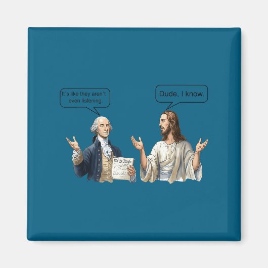 George Washington und Jesus Christus Diskussions-M Magnet (Vorne)