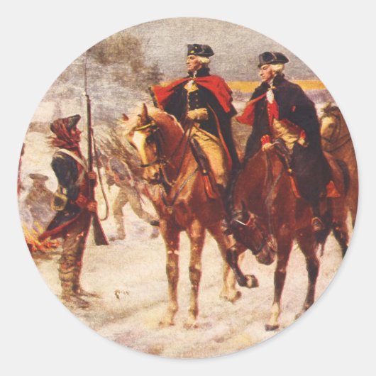 George Washington und Lafayette bei Valley Forge Runder Aufkleber (Vorderseite)