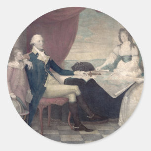 George Washington und seine Familienaufkleber Runder Aufkleber