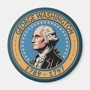 George Washington US-Präsident Illustration Badge Magnet