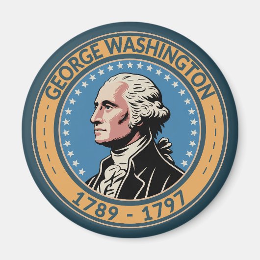 George Washington US-Präsident Illustration Badge Magnet (Vorne)