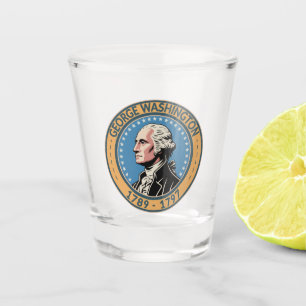 George Washington US-Präsident Illustration Badge Schnapsglas