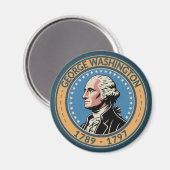 George Washington US President Illustration Badge Magnet (Vorderseite/Rückseite)