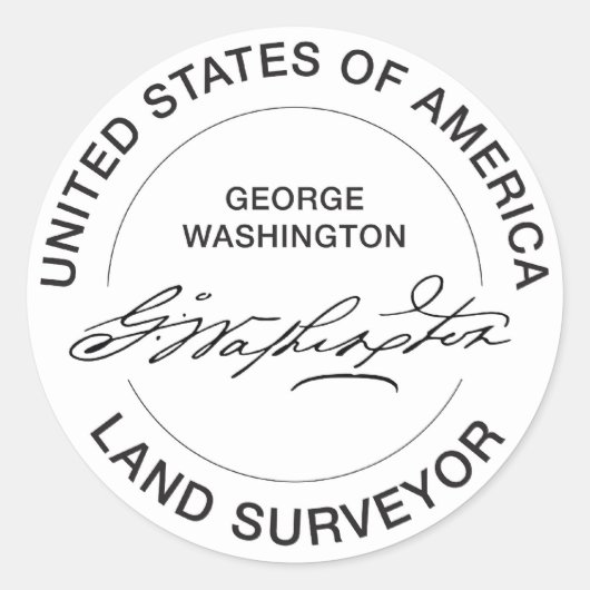 George Washington USA Land Surveyor Siegel Runder Aufkleber (Vorderseite)