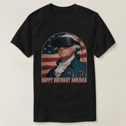 George Washington VR Happy Birthday America T-Shirt (Design vorne)