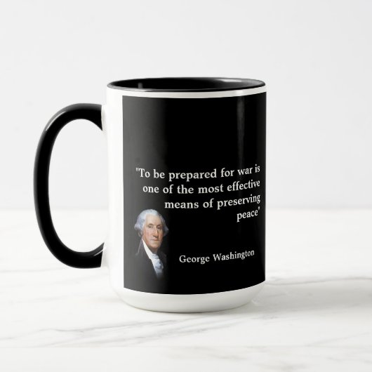 George Washington Zitat über Krieg und Frieden Tasse (Links)