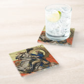 George Washington zu Pferd Glasuntersetzer (Schrägansicht)